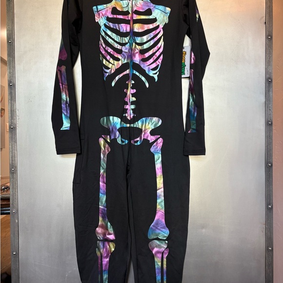 TIPSY ELVES ONE PIECE ZIP SKELETON JUMPSUIt Size  Medium IRIDESCENT NWT - Picture 1 of 5
